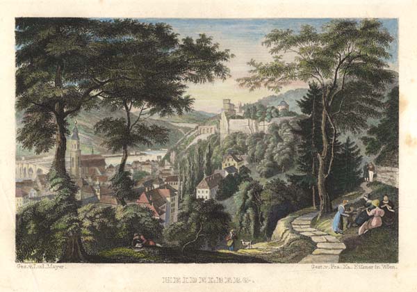 Heidelberg, Ansicht von Westen ,  nach Zeichnung von Ludwig Mayer von Franz Xaver Eisner