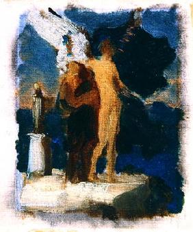 Sketch for 'Daedalus and Icarus', c.1869 (oil on canvas) 1876