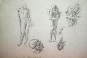 Studies for 'Daedalus and Icarus', c.1868-69 (oil on canvas) 1876