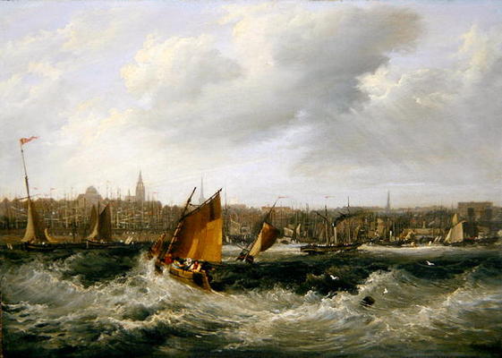Liverpool, Lancashire from the River Mersey and New Brighton, 1838 (oil on canvas) (for pair see 257 von Frederick Calvert