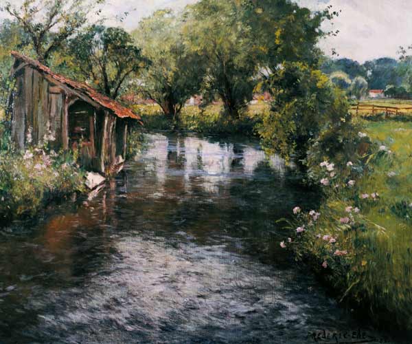 Wash-house on the banks of the Lunain von Frederick Charles Vipont Ede