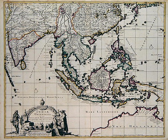Map of India and the East Indies von Frederick de Wit