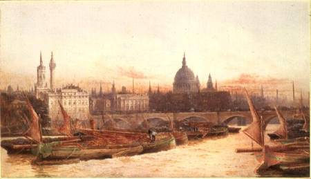 Barges Below London Bridge von Frederick E.J. Goff