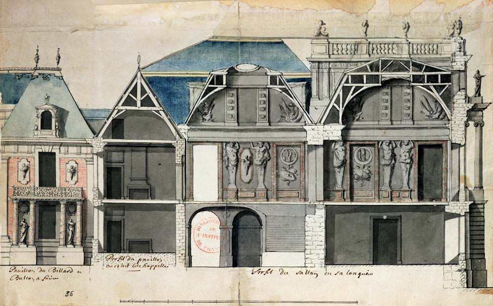 Cross-section of a wing of the Chateau de Versailles constructed by Louis Le Vau ((1612-70) von French School