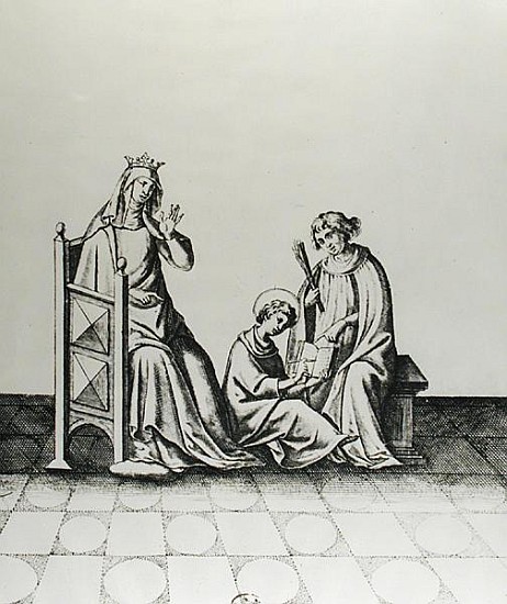 Blanche de Castille (1188-1252) Queen of France and her Son Louis at his Studies von French School