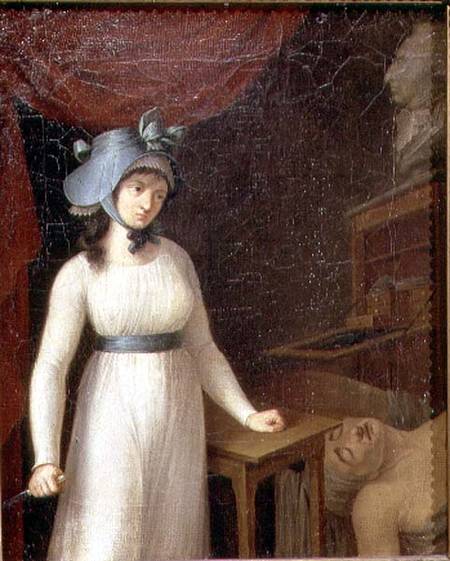 Charlotte Corday (1768-93) and the Assassination of Jean Paul Marat (1743-93) in his Bath von French School