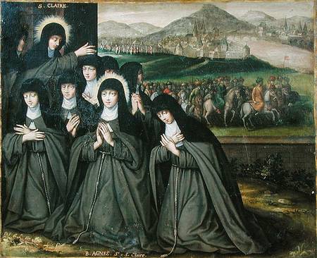 St. Claire with her Sister, Agnes and Nuns von French School