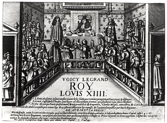 Louis XIV (1638-1715) administering justice (xylograph) von French School