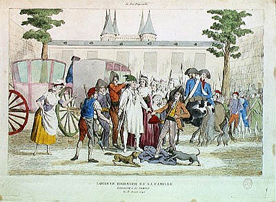 Louis XVI (1754-93) and his family taken to the Temple, 13th August 1792 von French School