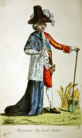 ''Monsieur des Trois Etats'', caricature on the Three Estates of France before the Revolution von French School