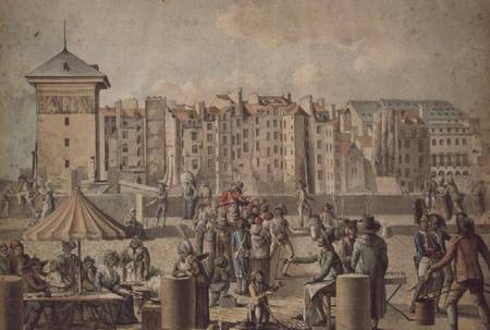Mountebanks and Promenaders on the Pont au Change Paris von French School
