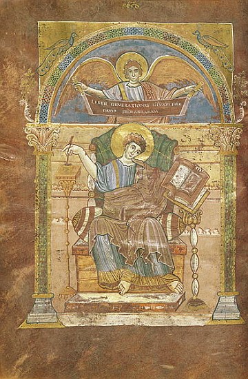 Ms 4 fol.17v St. Matthew, from the Gospel of St. Riquier, c.800 von French School
