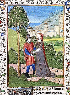 Ms. H7 fol.103v Hosea and the Prostitute, from the Bible of Jean XXII von French School