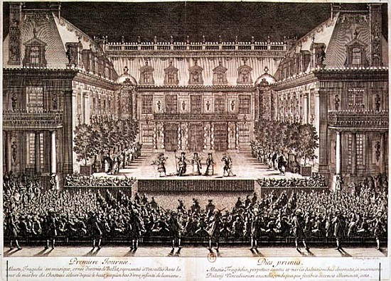 Performance of the opera ''Alceste'', performed in the Marble Courtyard at the Chateau de Versailles von French School