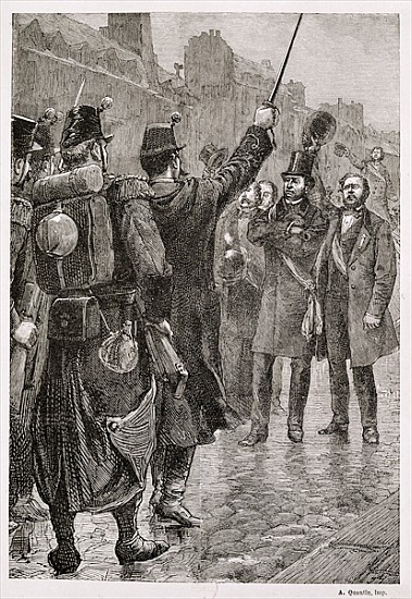 The Arrest of Victor Schoelcher (1804-93) at the Saint-Antoine Barricade, 4th December 1851 von French School