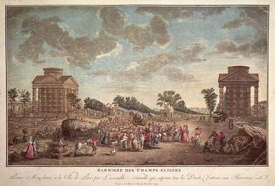 The Barrier at the Champs Elysees. The Suppression of Right of Entry to Paris in 1790 von French School