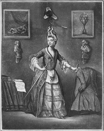 The Chevalier d''Eon, dressed as a woman von French School