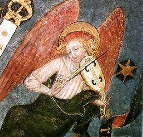 Angel musician playing a viol, detail from the vault of the crypt