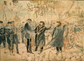 The Departure of Leon Michel Gambetta (1838-82) in the Balloon 'L'Armand-Barbes' 7th Octobe