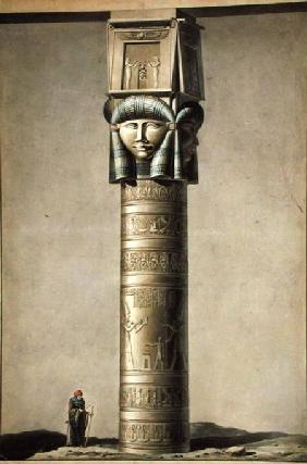 A Hathor headed pillar at Dendarah illustrati