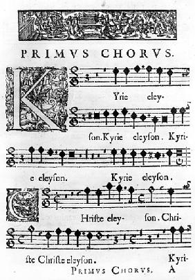 Opening page of the Mass for Double Choir Nicolas Forme, printed in Paris by Pierre Ballard in 1638