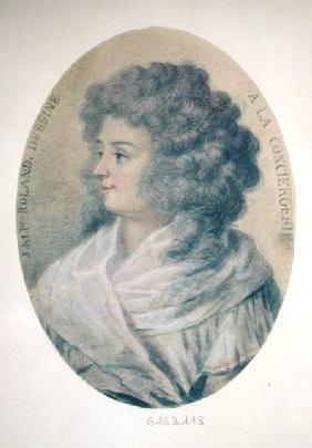 Portrait of Jeanne-Marie Roland de la Platiere (nee Philippon) (1754-93) at the Conciergerie 1793 cil o