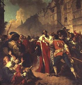 The Prime Minister of France, Comte Louis Mathieu Mole (1781-1855) confronted by agitators 1879