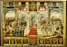 The Treaty of Cateau-Cambresis and the Embrace of Henri II (1519-59) of France and Philip II (1527-9 2nd-3rd Ap