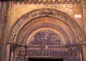 Tympanum of the porch depicting Christ in Majesty with the Symbols of the Evangelists c.1140-50