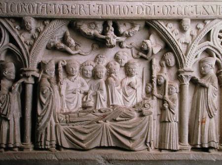 Tomb of Bishop Radulphe (d.1266), detail from the sarcophagus depicting a procession and the taking von French School