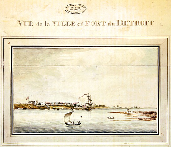 View of the town and fort of Detroit, late eighteenth century von French School