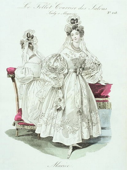 Wedding dress, from ''Le Follet Courrier des Salons Modes'' von French School