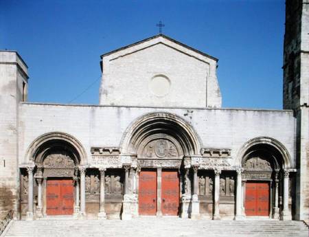 West facade of the Saint-Gilles abbey church von French School