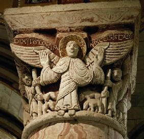 Column capital depicting the archangel Gabriel (stone) 20th