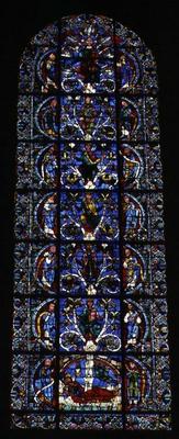 The Tree of Jesse, lancet window in the west facade (stained glass) (detail of 98062) von French School, (12th century)