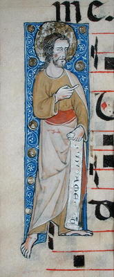 An apostle holding a phylactery, 'Judica me deus', c.1320 (vellum) von French School, (14th century)