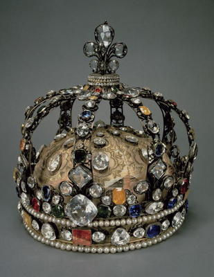 The Crown of Louis XV, 1722 (gilded silver, replacement stones & pearls) von French School, (18th century)