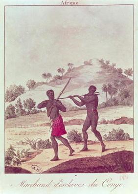 Slave Trader in the Congo (coloured engraving) 20th