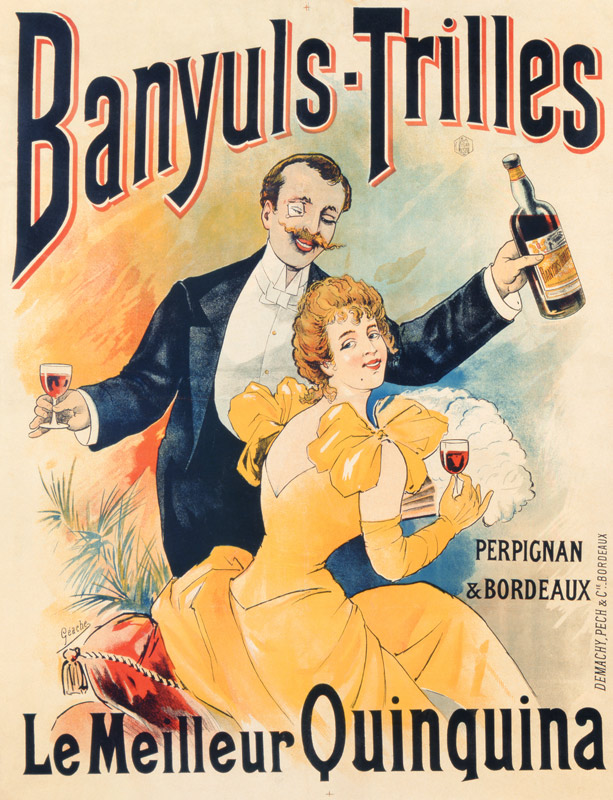 Poster advertising Banyuls-Trilles Quinquina von French School, (19th century)