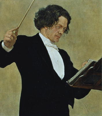 Anton Rubinstein (1829-94) Conducting (litho) von French School, (19th century)