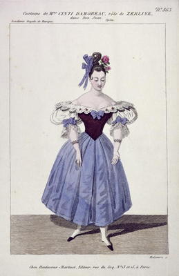Costume for Madame Cinti Damoreau in the Role of Zerlina in 'Don Giovanni', engraved by Maleuvre, pr von French School, (19th century)