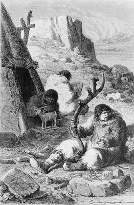 Prehistoric artists, from 'L'Homme Primitif' by Louis Figuier, published Hachette, 1870 (engraving) von French School, (19th century)