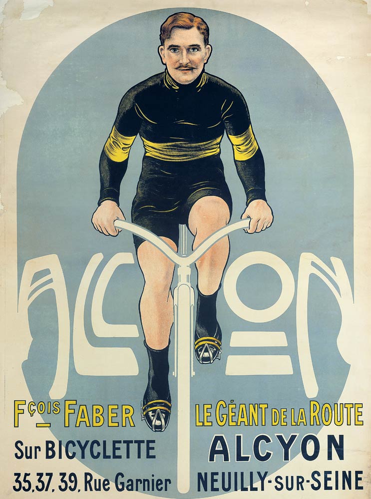Poster depicting Francois Faber on his Alcyon bicycle von French School, (20th century)