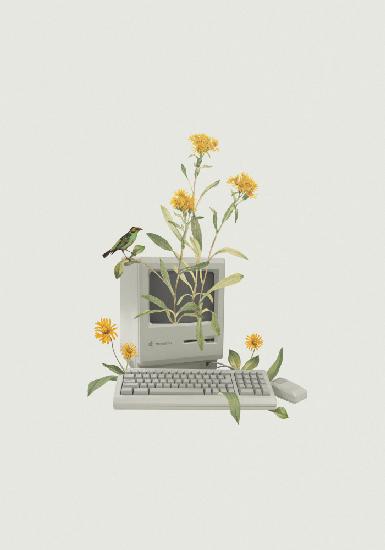 Floraler Vintage-Computer