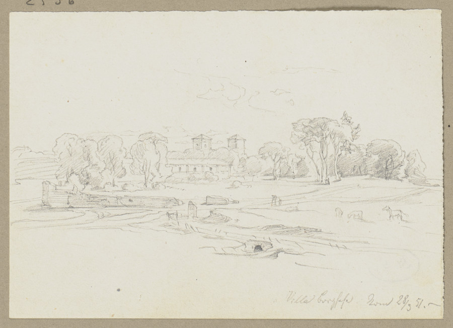 Landschaft, im Hintergrund die Villa Borghese von Friedrich Metz
