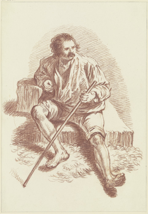 Sitzende männliche Modellfigur von Friedrich Wilhelm Hirt