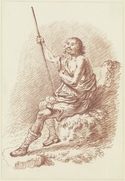 Sitzende männliche Modellfigur von Friedrich Wilhelm Hirt