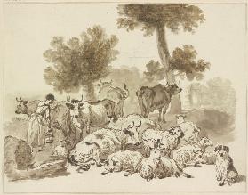 Viehherden mit Hirten