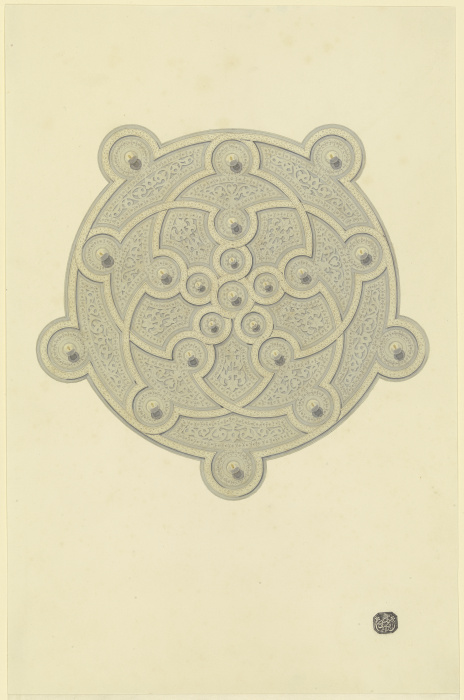 Geometrisch und vegetabil ornamentierte Scheibe von Friedrich Maximilian Hessemer