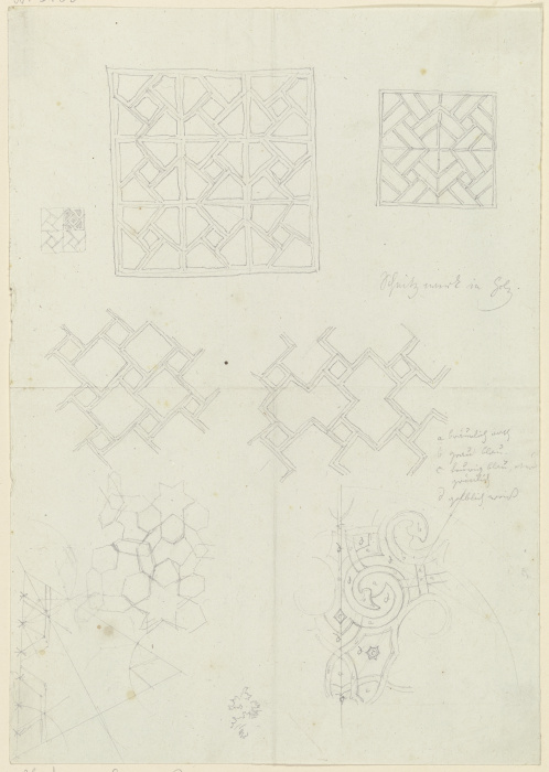 Geometrisches Schnitzwerk in Holz von Friedrich Maximilian Hessemer